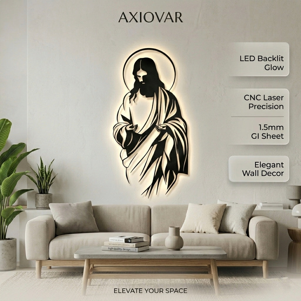 Jesus Full Figure LED Wall Decor (Black)