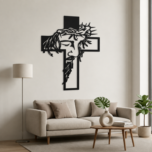 Jesus Face & Cross Wall Decor